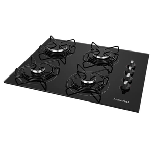 Cooktop Mondial 4 Bocas a Gás Preto/Inox CTG-01