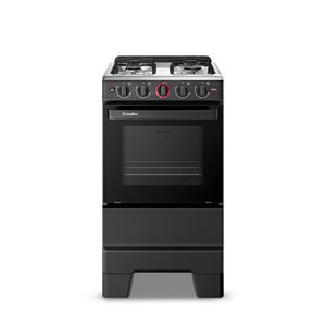 Fogão Esmaltec 4 Bocas Ideal Super Mesa de Aço Inox Preto F4IAP