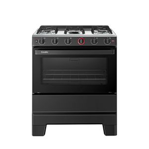 Fogão Esmaltec 5 Bocas Ideal Super Mesa de Aço Inox Preto F5IAP