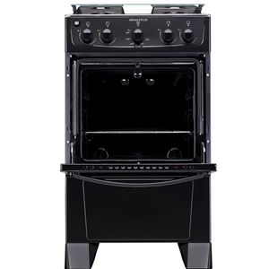Fogão Atlas 4 Bocas Mônaco Plus Preto Com Mesa Inox 300000714