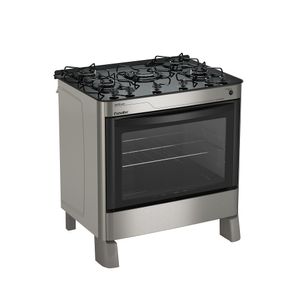 Fogão Esmaltec 5 Bocas Agata Glass Mesa de Vidro Temperado Inox AGATA GLASS