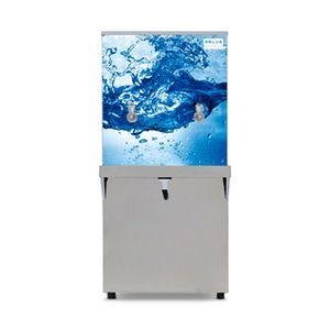 Bebedouro Purificador Industrial Blue Coluna 2 Torneiras Natural e Gelada 50L Inox Adesivado PIC50LN-2TAD