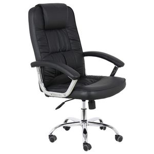 Cadeira de Escritório Presidente Base Cromada com Rodinha Fortt Dijon Preta  CPF08P