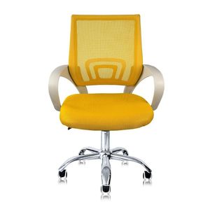 Cadeira de Escritório Secretária Base Cromada com Rodinha Fortt Lisboa Amarela  CSF02AM