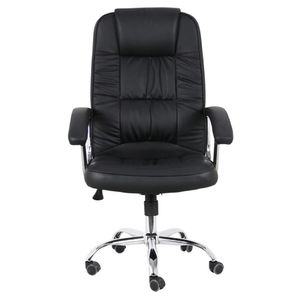 Cadeira de Escritório Presidente Base Cromada com Rodinha Fortt Dijon Preta  CPF08P