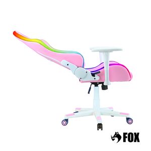 Cadeira Gamer Fox Racer RGB com Iluminação Led Rosa Logo Branca  UTC1583L