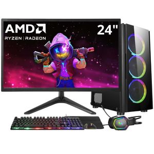 PC Gamer Skill Winner, AMD Ryzen 5 5600G, 16GB DDR4, SSD 1TB, Gráficos Radeon VEGA, Fonte 500W, Monitor 24" LED, Kit Gamer completo - GSW-24010