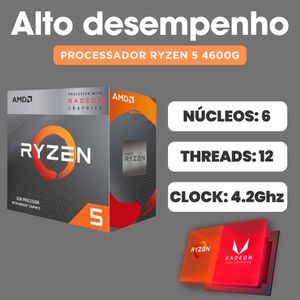 PC Gamer 3green Winner, AMD Ryzen 5 4600G, 8GB DDR4, SSD 256GB, Gráficos Radeon VEGA, Fonte 500W, Monitor 20" LED, Kit Gamer completo - GSW-24005