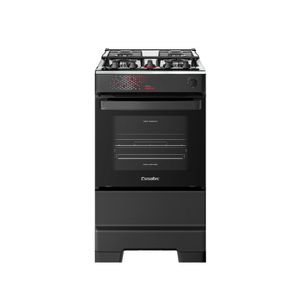 Fogão Esmaltec 4 Bocas Ideal Master Mesa Inox Tampa de Vidro Forno 50 Litros Preto T4ITP