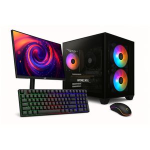 PC Gamer Completo Skill Apex Series, AMD Ryzen 5 5500, Radeon RX 580 8GB, 16GB DDR4, SSD 512GB M.2, Monitor LED 24" 180Hz, Preto SAS002
