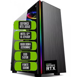 PC Gamer Skill Win Intel 12ª Geração Core i5 12400F 16GB DDR4 Placa de vídeo Geforce RTX 3050 8GB SSD 512GB STL-060