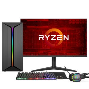 PC Gamer Completo AMD Ryzen 7 5700G, Gráficos Radeon VEGA 8, 16GB DDR4, SSD 256GB, Fonte 500W, Monitor 21.5" 75Hz, 3green Force - 3F-015