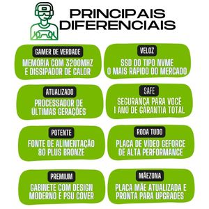 PC Gamer Skill Win Intel 10ª Geração Core i5 10400F 16GB DDR4 Placa de vídeo Geforce RTX 3050 8GB SSD 256GB STL-035