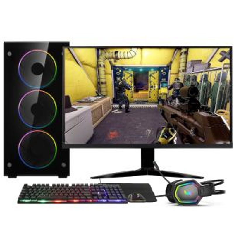 PC Gamer Completo AMD Ryzen 7 5700G, Gráficos Radeon VEGA 8, 16GB DDR4, SSD NVMe 512GB, Fonte 600W 80 Plus, Monitor 24" 75Hz, Skill RGB - SR-024-1759860700707