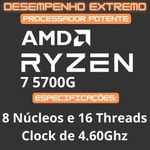 PC Gamer Completo AMD Ryzen 7 5700G, Gráficos Radeon VEGA 8, 16GB DDR4, SSD NVMe 512GB, Fonte 600W 80 Plus, Monitor 24" 75Hz, Skill RGB - SR-024-1759860764760