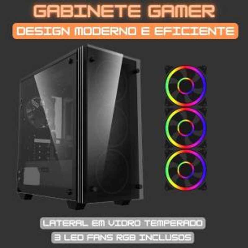 PC Gamer Completo AMD Ryzen 7 5700G, Gráficos Radeon VEGA 8, 16GB DDR4, SSD NVMe 512GB, Fonte 600W 80 Plus, Monitor 24" 75Hz, Skill RGB - SR-024-1759860797552