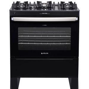 Fogão Atlas 5 Bocas Agile Up Glass Com Mesa De Vidro Preto 300000885