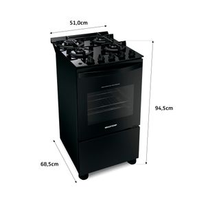 Fogão Brastemp 4 Bocas Mesa De Vidro Preto BFO4XAEUNA