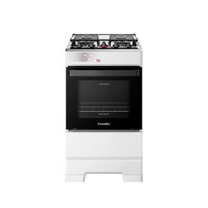Fogão Esmaltec 4 Bocas Ideal Top Mesa Inox Tampa de Vidro Forno 50 Litros Branco T4IAB