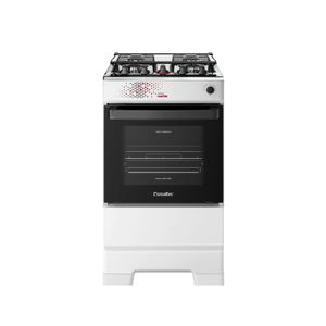 Fogão Esmaltec 4 Bocas Ideal Master Mesa Inox Tampa de Vidro Forno 50 Litros Branco T4ITB