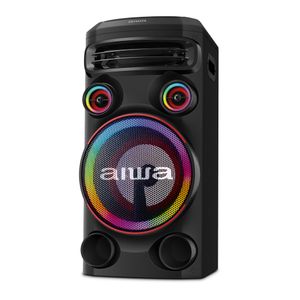 Caixa de Som Torre AIWA 1600W 1 Woofer10" Bluetooth RGB USB Preta AWS-T1W-02