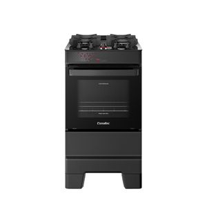 Fogão Esmaltec 4 Bocas Ideal Top Glass Mesa de Vidro Forno 50 Litros Preto T4VAP