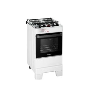 Fogão Esmaltec 4 Bocas Ideal Top Mesa Inox Tampa de Vidro Forno 50 Litros Branco T4IAB