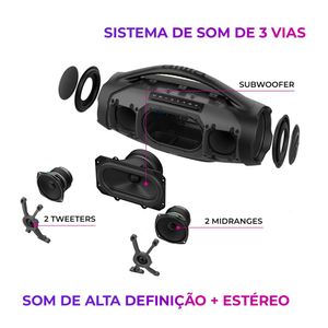 Caixa de Som Boombox Plus AIWA 200W Bluetooth 30H IP66 USB Preta BBS-01-B