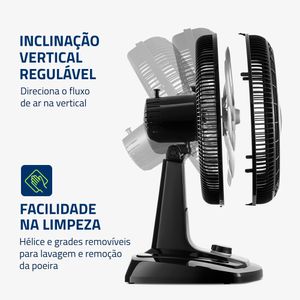 Ventilador de Mesa Mondial Super Turbo 8 Pás 140W 40Cm Preto e Prata VTX-40-8P