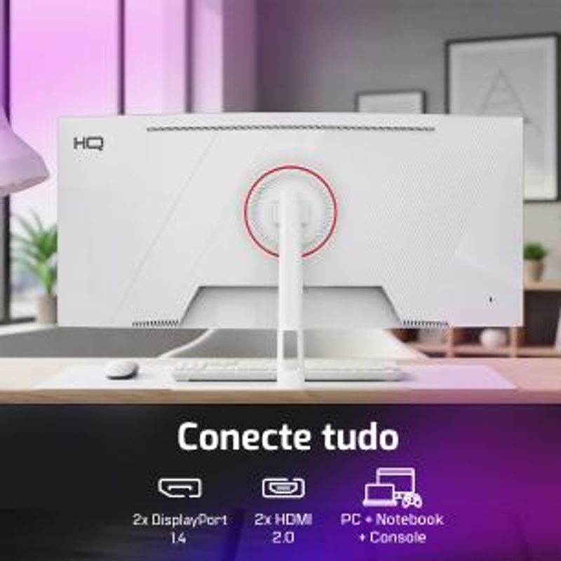 Monitor Gamer 34" Curvo Branco 1ms 165Hz UltraWide (QHD)  3440x1440 AMD FreeSync HDMI DP HQ Premium HQW34C16-1763143266917