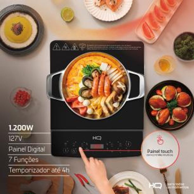 Cooktop de Indução HQ 1 Boca Portátil 1300W Preto HQ-IDS2001 -1764098604545