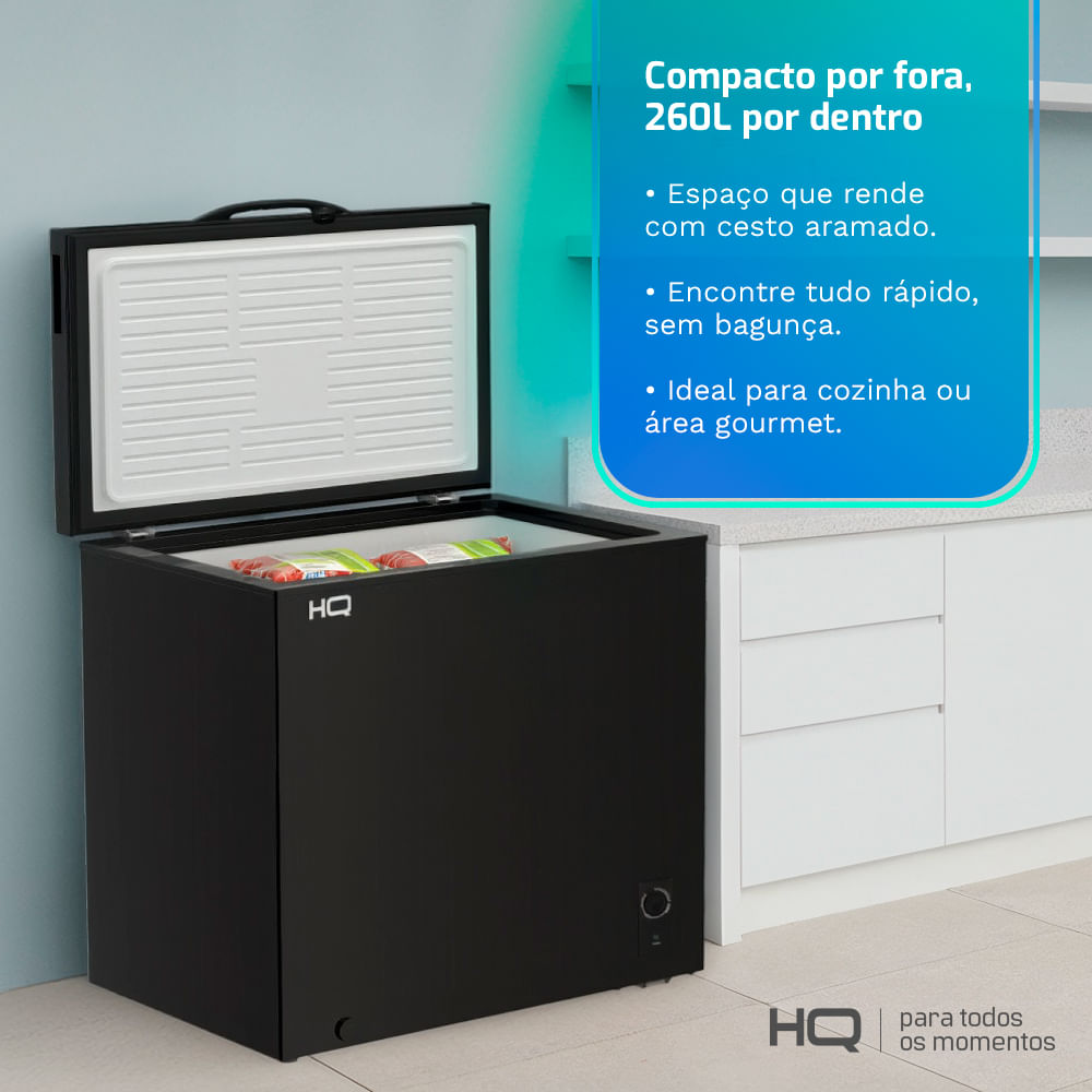 Freezer e Conservador Horizontal HQ 260 Litros Preto HQ-260CFHL