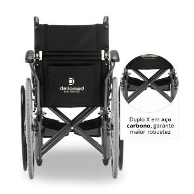 Cadeira de Rodas Dellamed Dobrável em Aço até 120 Kg Cinza e Preto D400-T48-1767978863563
