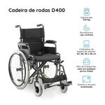 Cadeira de Rodas Dellamed Dobrável em Aço até 120 Kg Cinza e Preto D400-T40-1767979161949