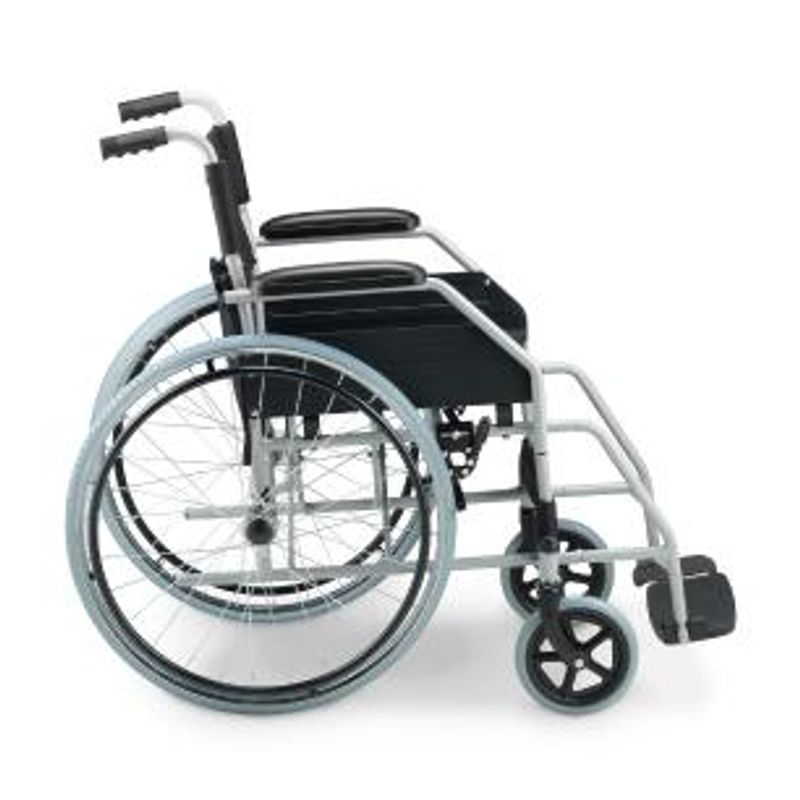 Cadeira de Rodas Dellamed Dobrável em Aço até 120 Kg Cinza e Preto D100-1767979371689