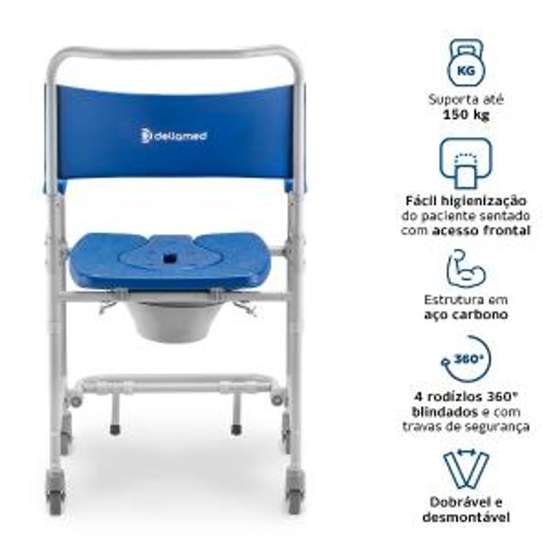 Cadeira de Banho Dellamed Dobrável e Desmontável até 150 Kg Cinza e Azul D45-1767981752930