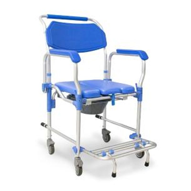 Cadeira de Banho Dellamed em Alumínio Assento 42cm até 150 Kg Azul e Cinza D60-1767981954509