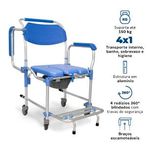 Cadeira de Banho Dellamed em Alumínio Assento 42cm até 150 Kg Azul e Cinza D60-1767982036658
