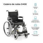 Cadeira de Rodas Dellamed Dobrável em Aço até 120 Kg Cinza e Preto D400-T44 -1767982226985