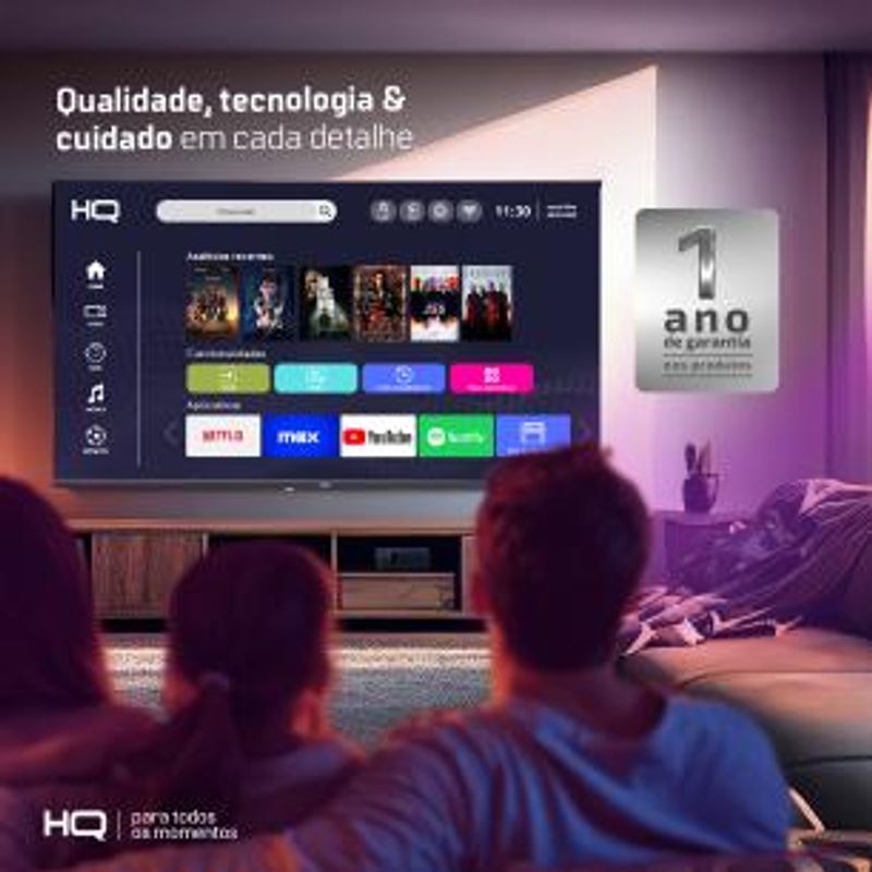 Smart TV HQ 40" Full HD tela sem bordas Android 12 design Slim HQS40NKHM-1761831190086