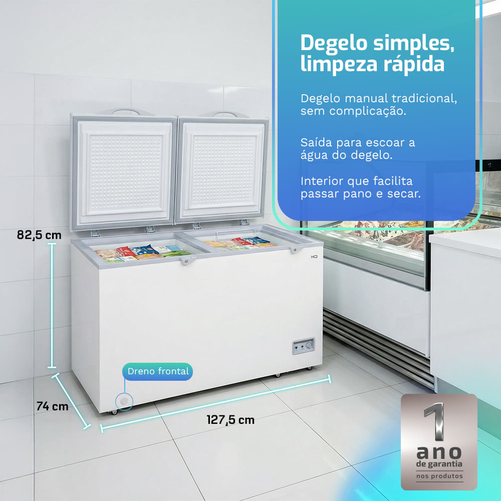 Freezer e Conservador Horizontal HQ 2 Portas 100 Litros Branco HQ