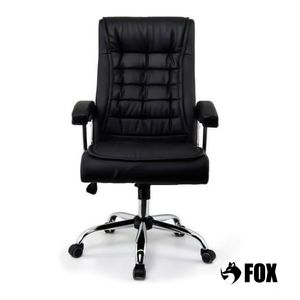 Cadeira de Escritório Presidente Fox Base Cromada com Rodinha Molas Ensacadas Preta  UTC351