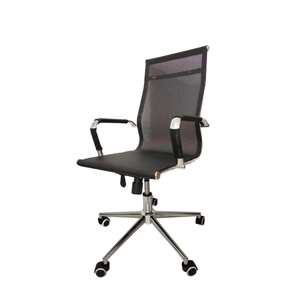 Cadeira de Escritório Esteirinha Tela Mesh Base Cromada com Rodinha Fortt Salta Preta  CEF04P