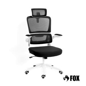 Cadeira Presidente Escritório Giratória Fox Office Preta e Branca  Z411