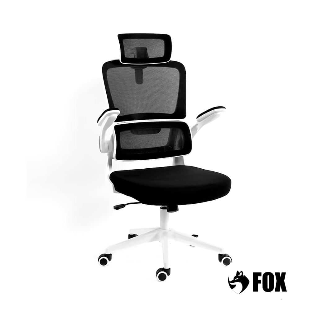 Cadeira Presidente Escritório Giratória Fox Office Preta e Branca