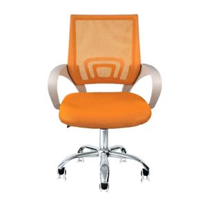 Cadeira de Escritório Secretária Base Cromada com Rodinha Fortt Lisboa Laranja  CSF02LJ