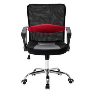 Cadeira de Escritório Executiva Base Cromada Com Rodinha Fortt Nice Preta Vermelha CEXF01-PV