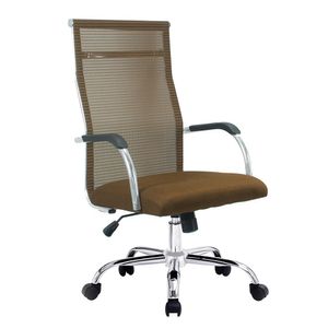 Cadeira de Escritório Esteirinha Tela Mesh Base Cromada com Rodinha Fortt Salta Marrom CEF04-P