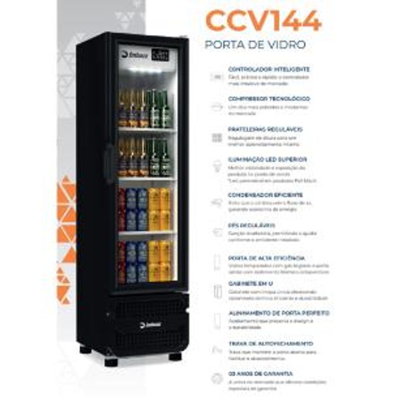 Cervejeira Imbera 244 Litros Porta de Vidro Preto CCV144