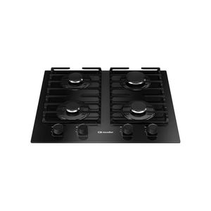 Cooktop Mueller 4 Bocas a Gás com Mesa de Vidro e Grades de Ferro Fundido Preto MCG4BM